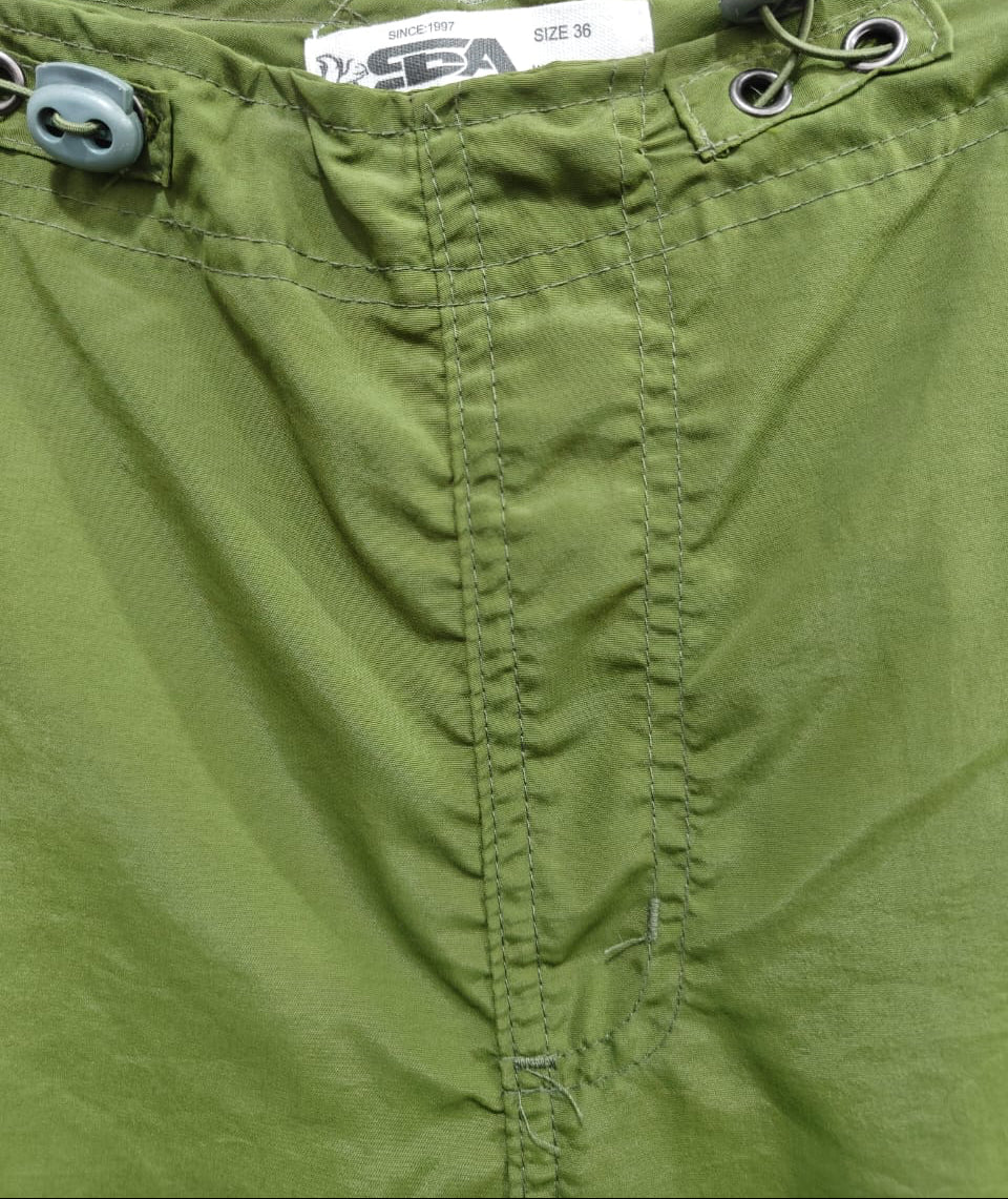SBA Men's Green Cargo Pants with Drawstring Waist
