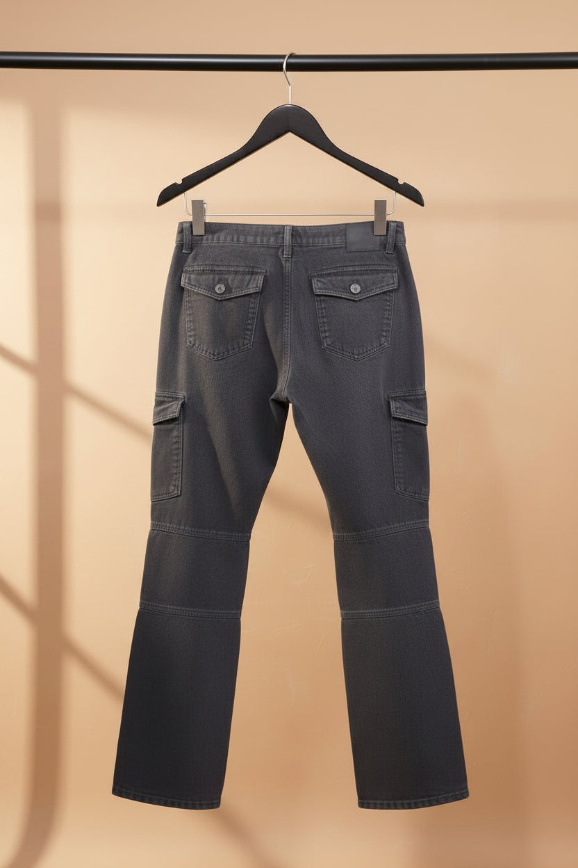 Men's  Dark Grey Relaxed Fit Cargo Pants