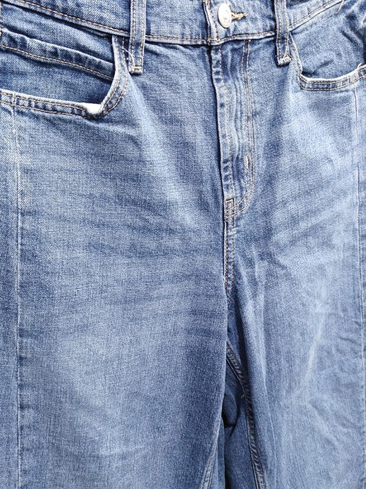 men's Blue Denim Cropped Wide Leg Jeans