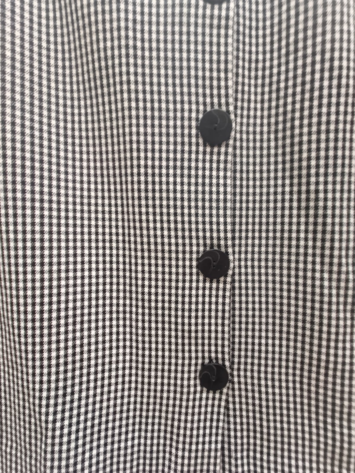 Black and White Gingham Button-Front Midi Skirt for Women