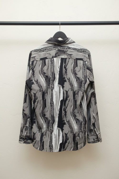 BEGINS Men's Black and Grey Abstract Print Full Sleeve Casual Shirt