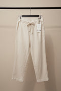 FC UTD Men's Beige Linen Blend Drawstring Relaxed Fit Trousers