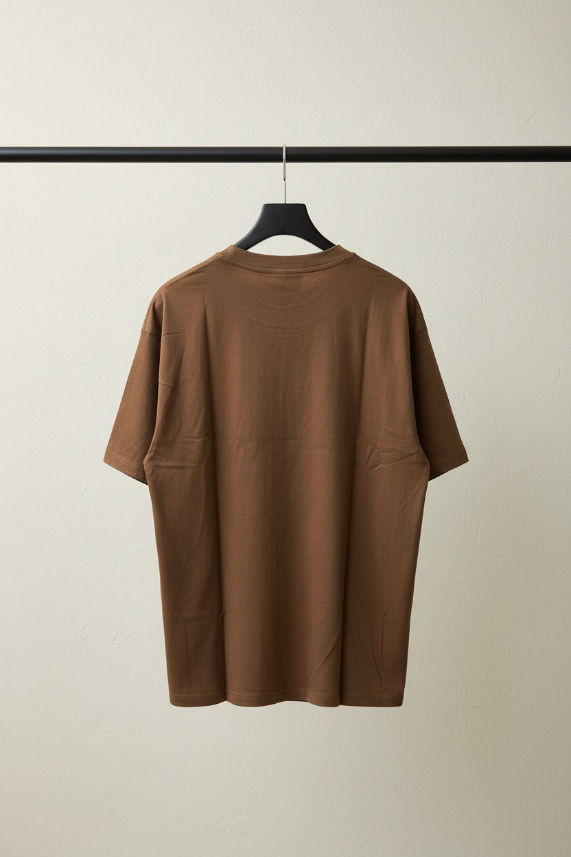 Men's ZU Brown Oversize Fit T-Shirt with Frog Embroidery
