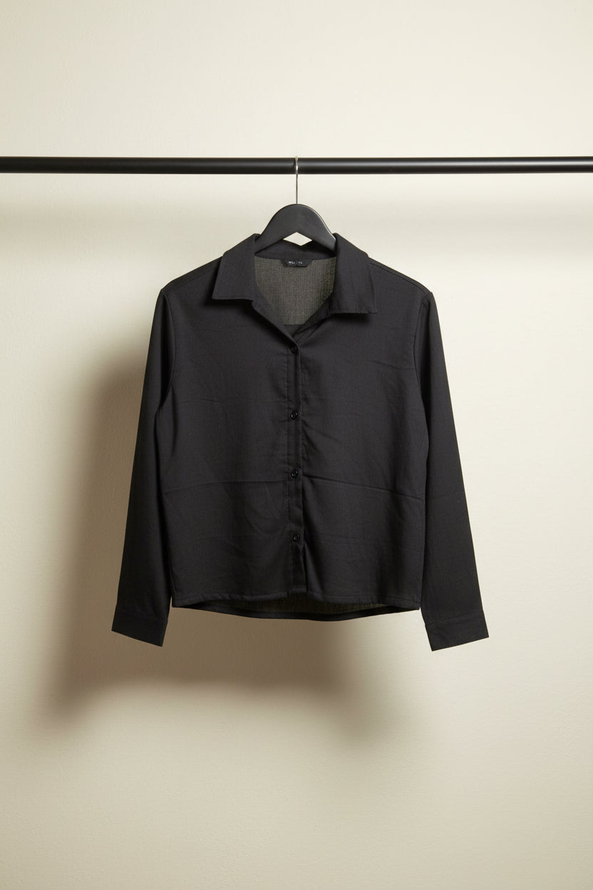 Women's Black Full Sleeve Collared Shirt