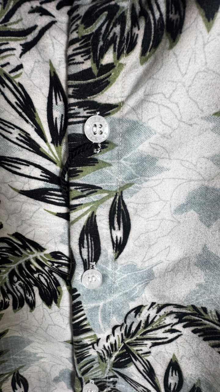 ZARA Men's Tropical Leaf Print Long Sleeve Shirt