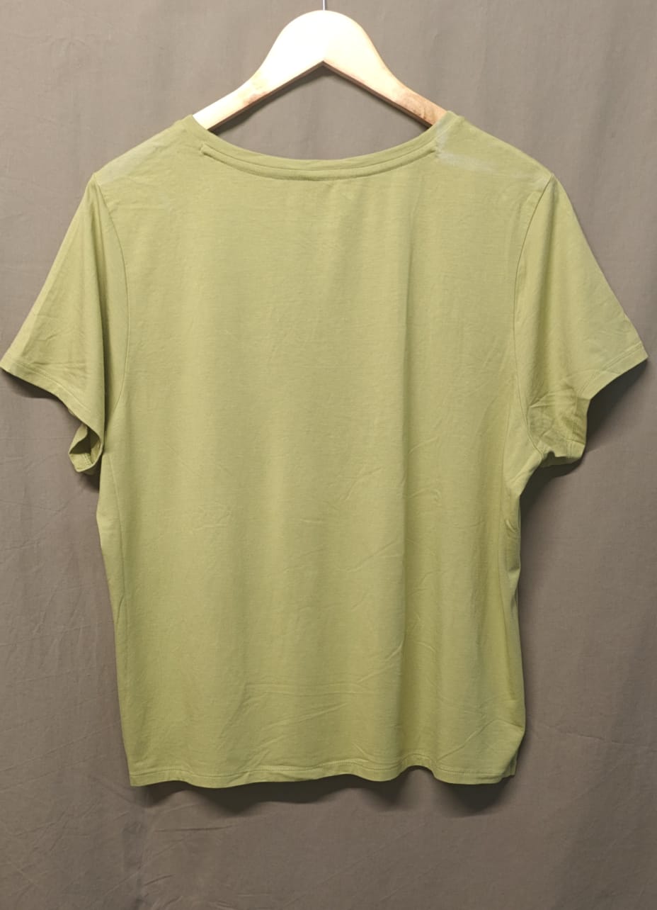 Blissclub Women's XXXL-Una Olive Green Short Sleeve T-Shirt