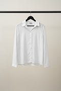 Vero Moda Women's White Long Sleeve Collared Shirt with Ruffle Detail - Size XL