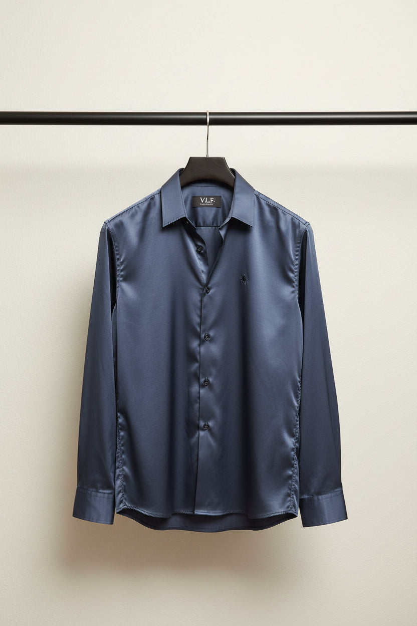 Men's VLF by SVF Navy Blue Casual Long Sleeve Shirt