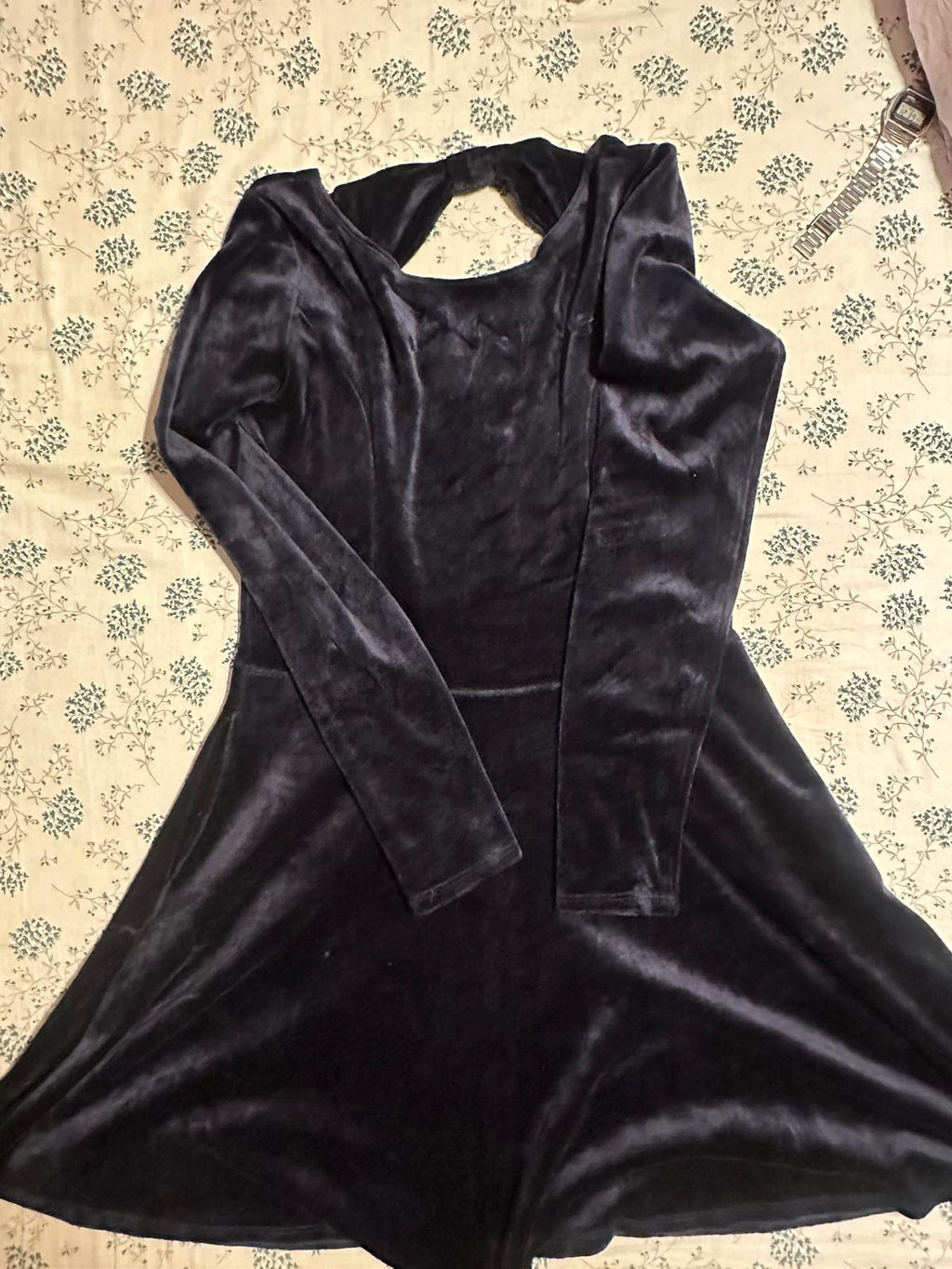 Abercrombie Kids Navy Blue Velvet Long Sleeve A-Line Mini Dress