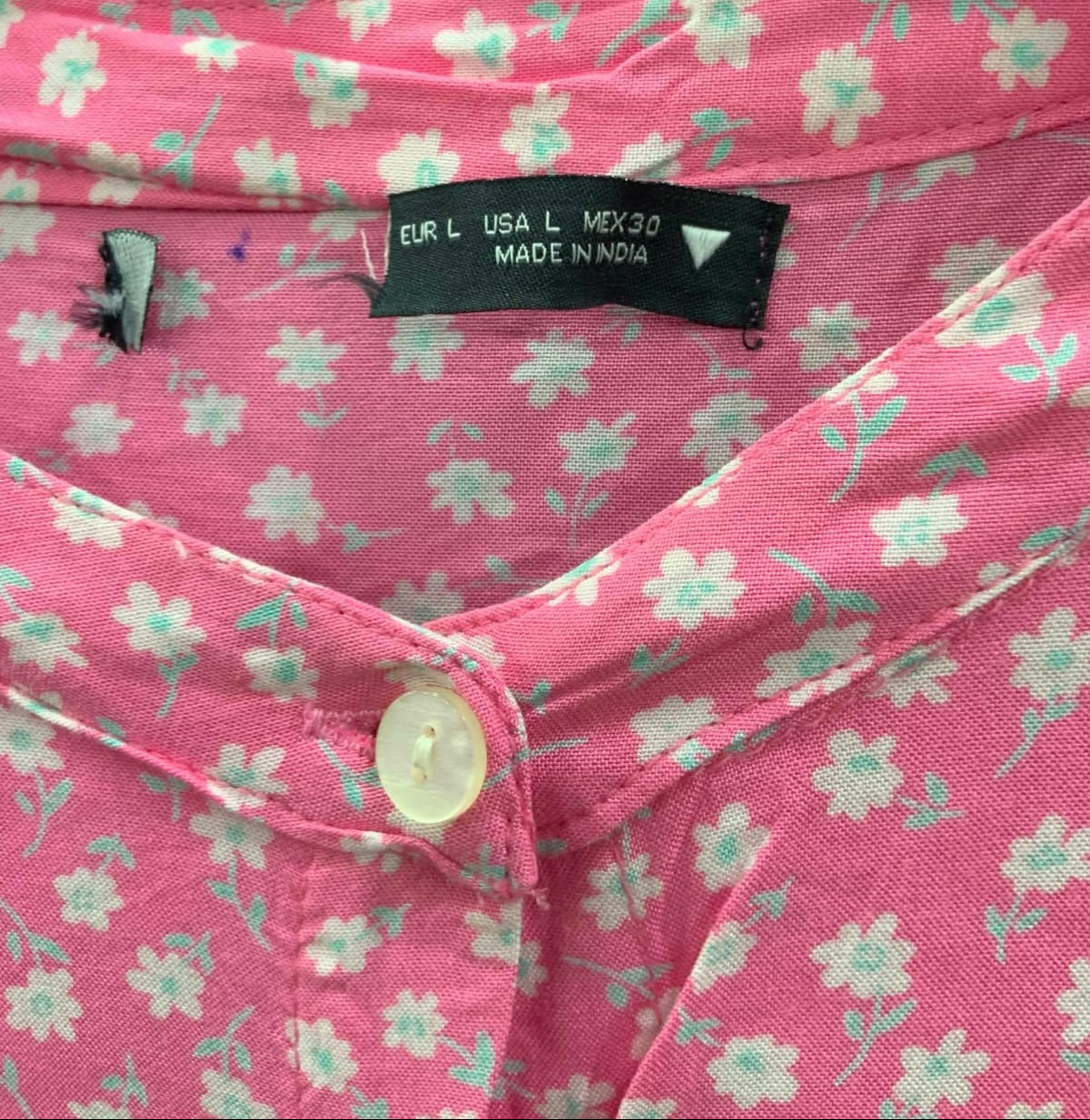 Women's Pink Floral Long Sleeve Button-Up Blouse