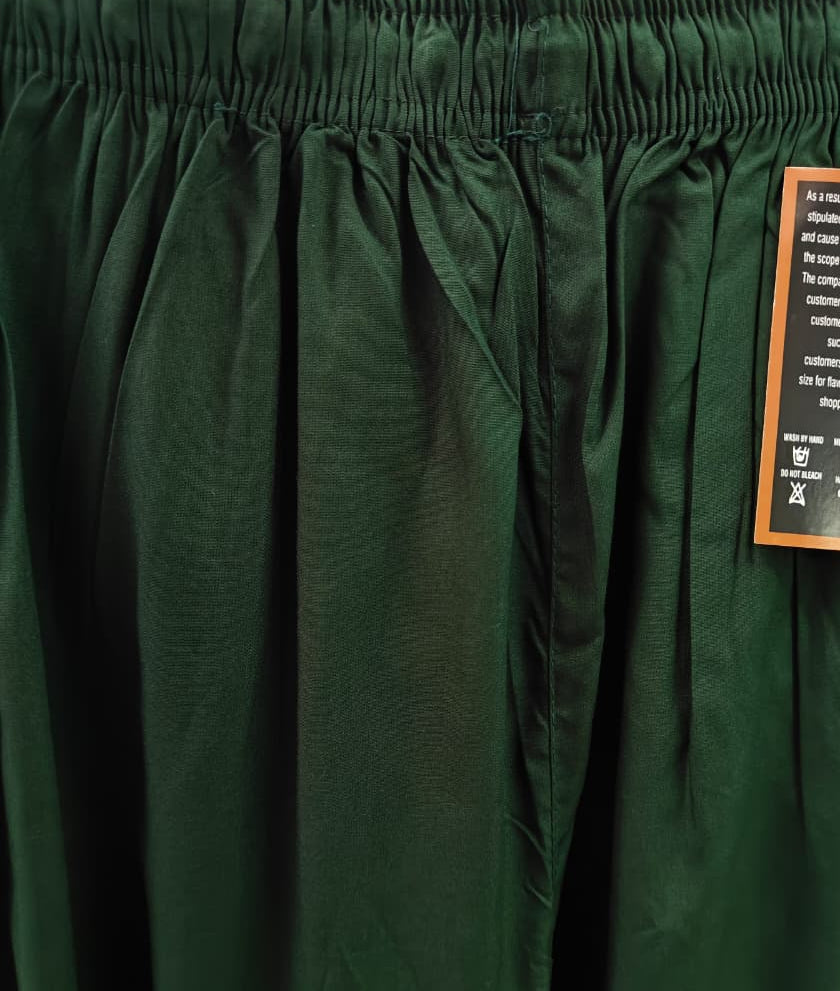 Women's Emerald Green Elastic Waist Wide Leg Palazzo Pants