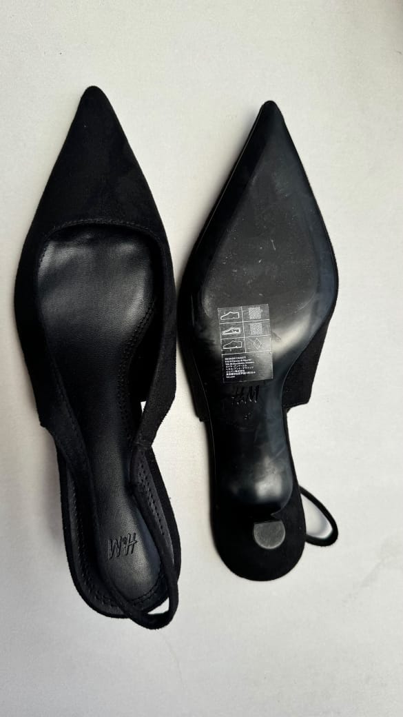 H&M Black Pointed Toe Slingback Heels