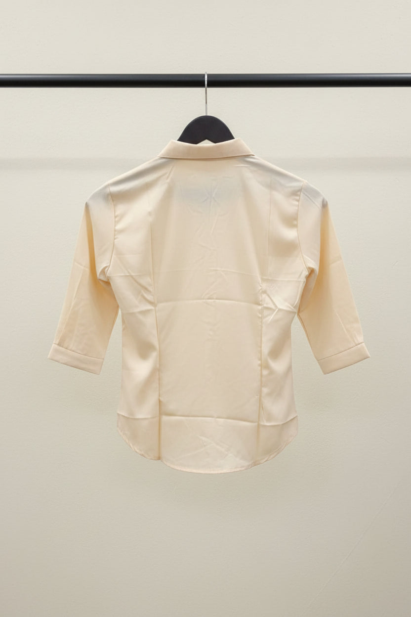 Western Adda Women's Beige 3/4 Sleeve Collared Shirt