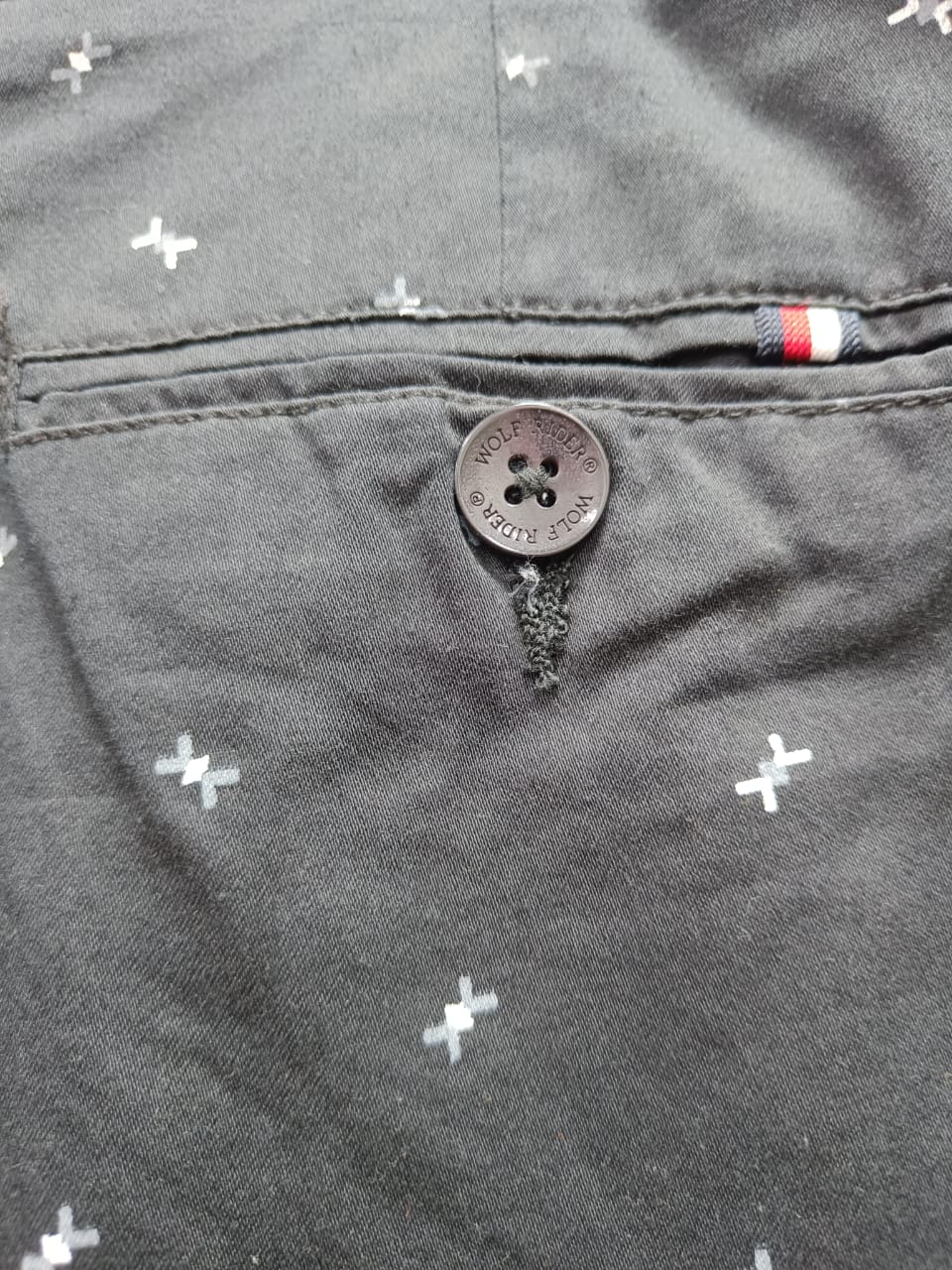 WOLF RIDER Men's Black Printed Cotton Shorts