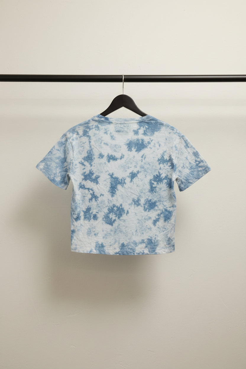 SUPER BRAND  Blue & White Tie-Dye Short Sleeve T-Shirt
