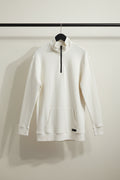 Men's Denim Tom Tailor Off-White Relaxed Fit Quarter-Zip Pullover Sweatshirt, Size XL