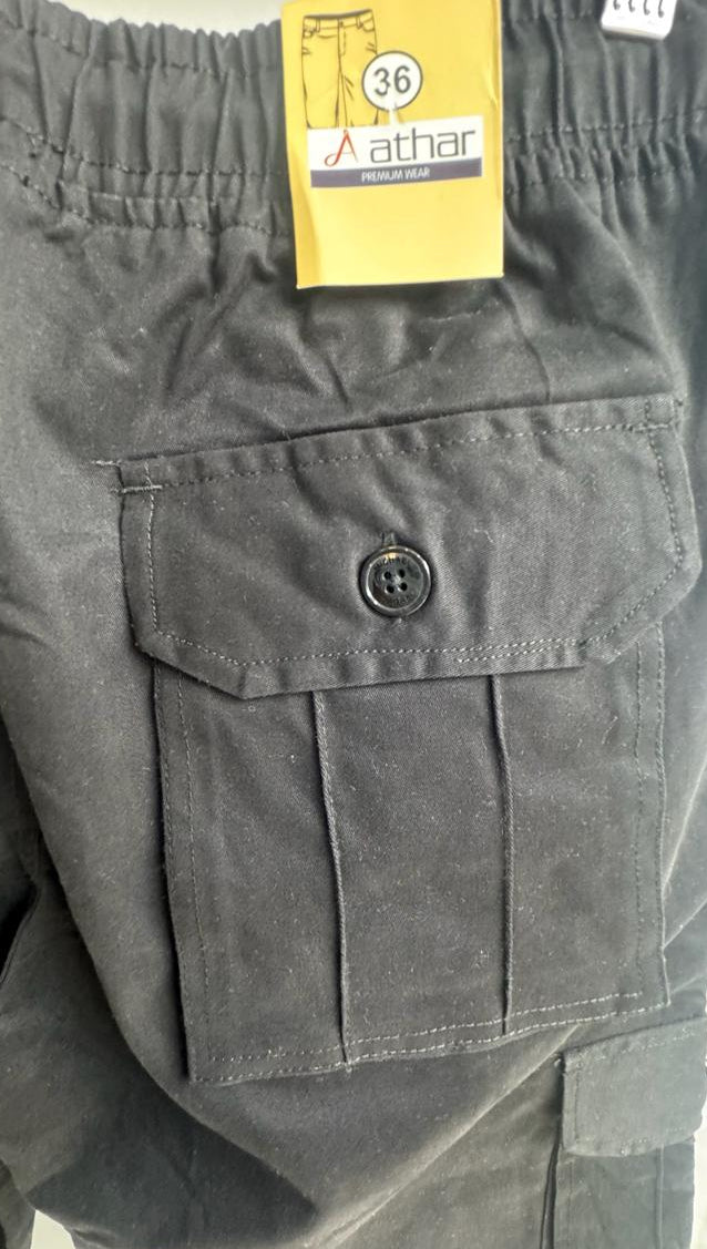 Aathar Men's Black Cargo Joggers