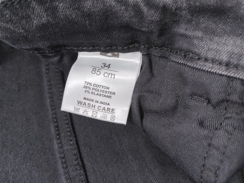 Men's Grey Washed Denim De Luxe Straight Fit Jeans