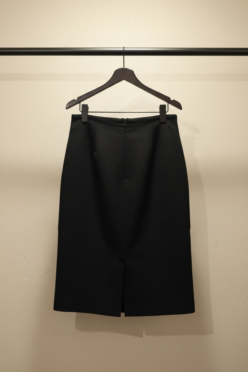 Women's Black Belted Midi Skirt