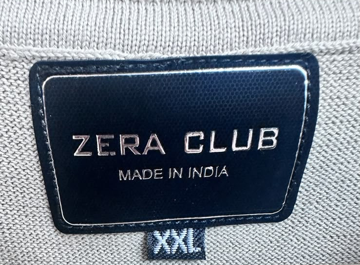 ZERA CLUB Men's Beige Cable Knit Polo Shirt with Zipper