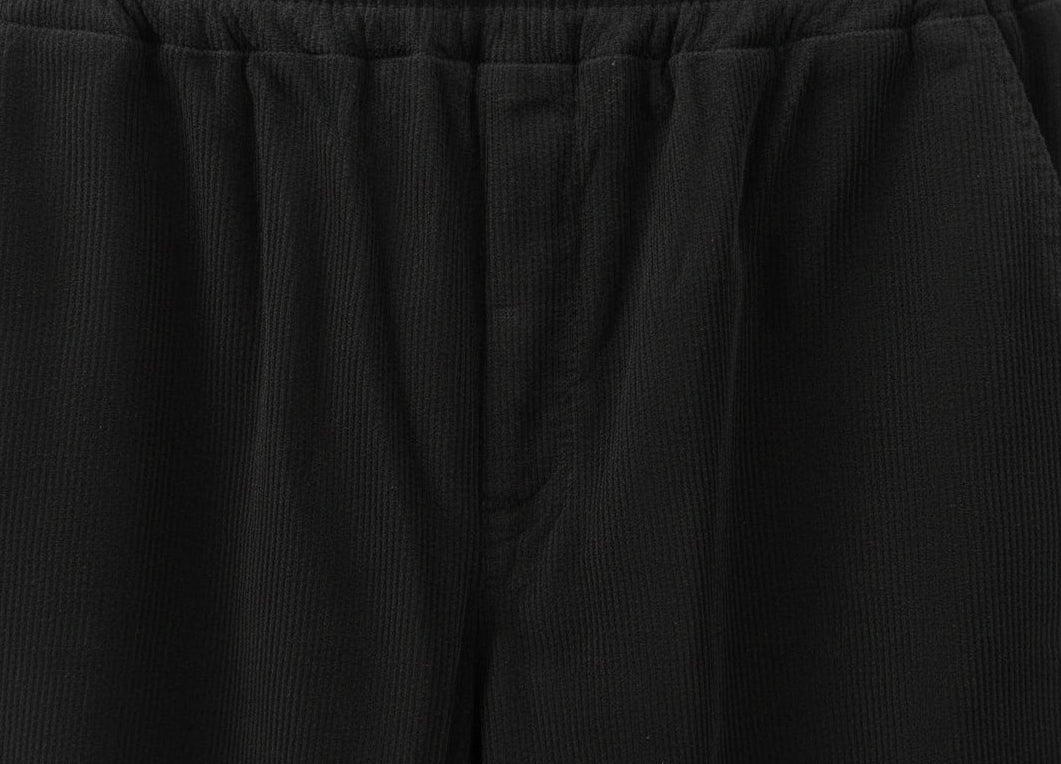 Bairuimian Dark Grey Corduroy Wide Leg Trousers with Elastic Waistband, Size 7XL