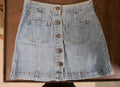 Forever 27 Light Blue Denim Button-Front A-Line Mini Skirt