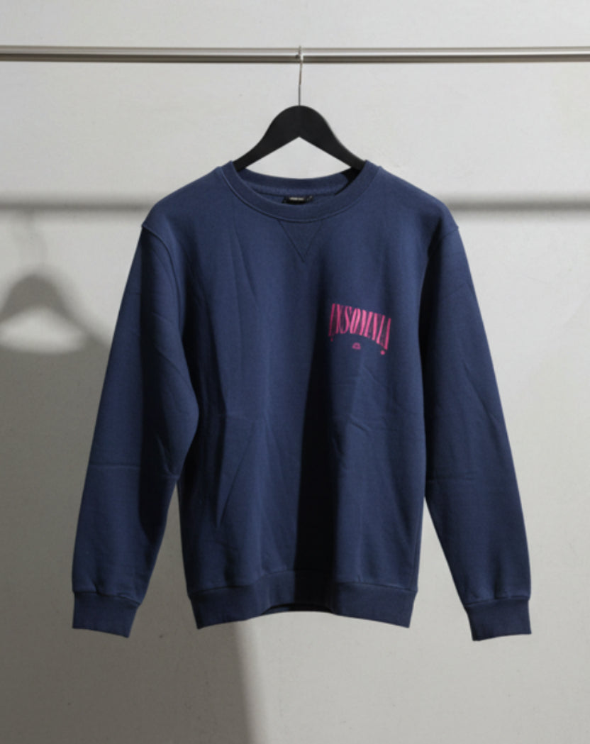 Navy Blue Insomnia Graphic Print Crewneck Sweatshirt