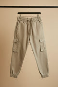 Men's Khaki Relaxed Fit Cargo Jogger Pants Size 30