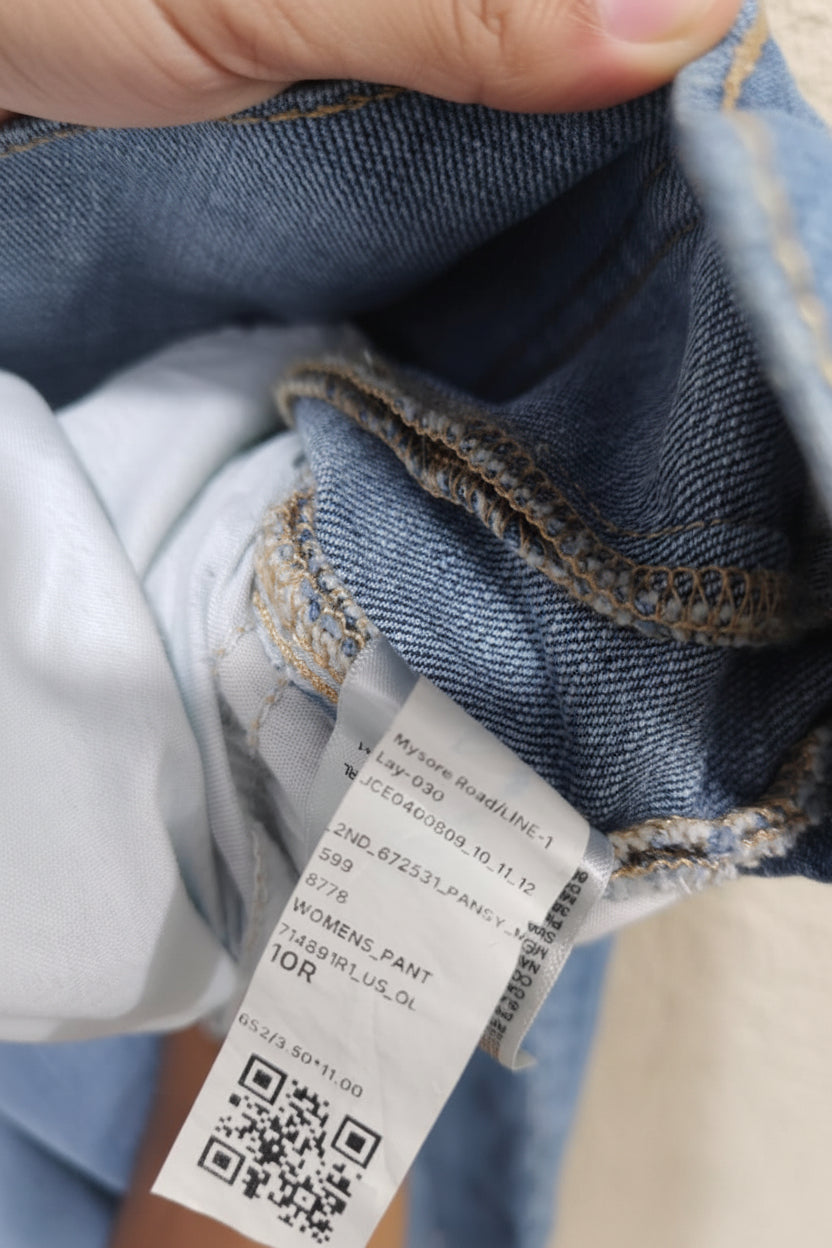 men's Blue Denim Cropped Wide Leg Jeans