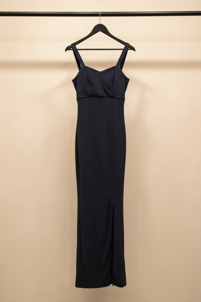 Women's Black Glitter Bodycon Maxi Dress