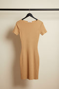 Ribbed Knit Short Sleeve Bodycon Mini Dress