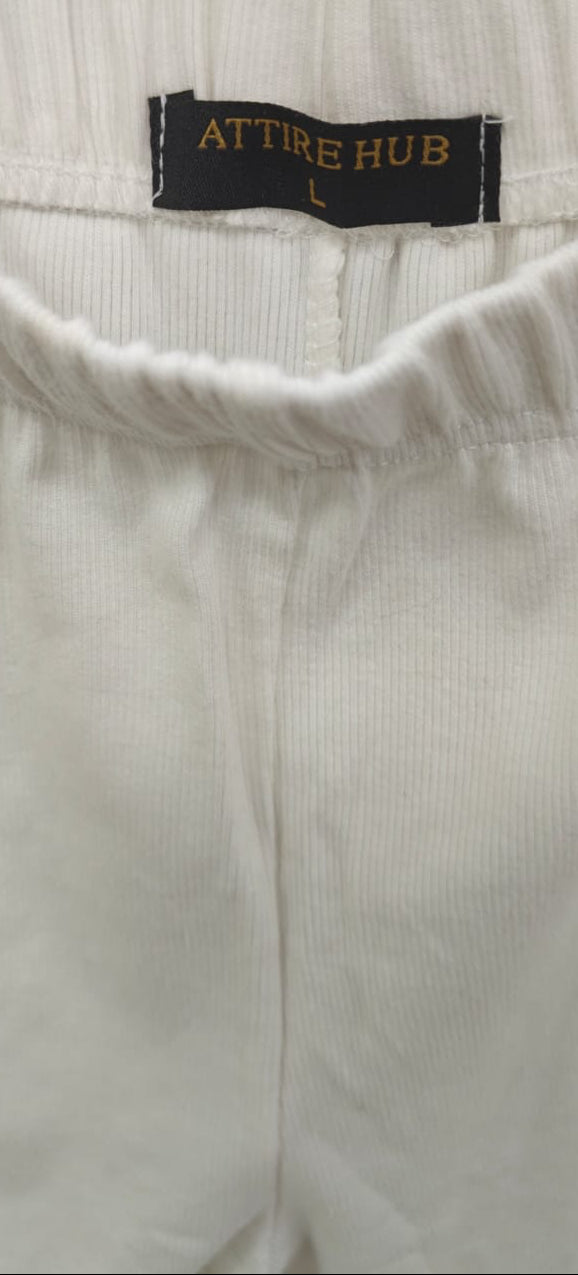 Attire Hub Women's White Ribbed Lounge Shorts