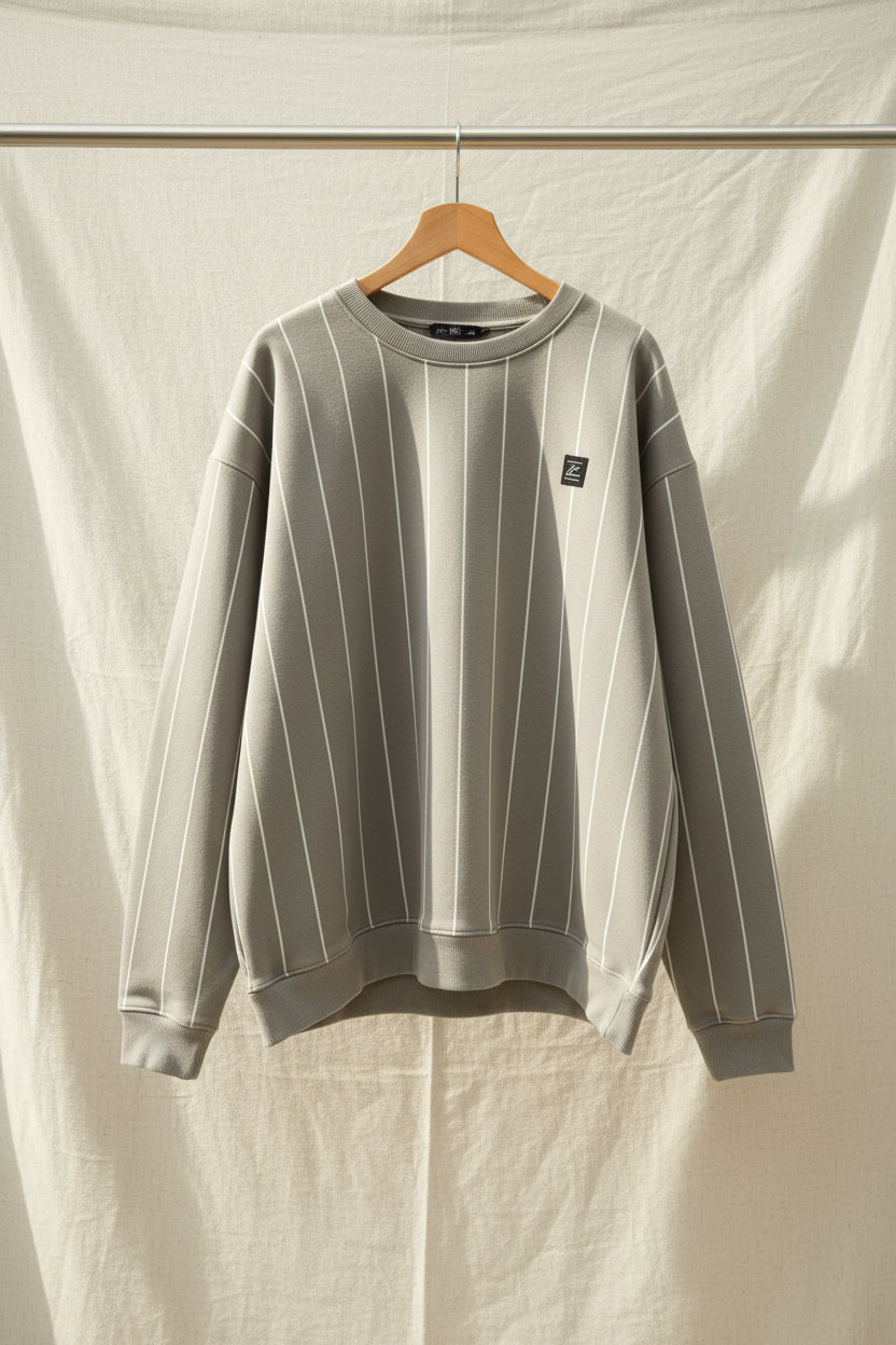 Lost Minds Waves Striped Crew Neck Sweatshirt