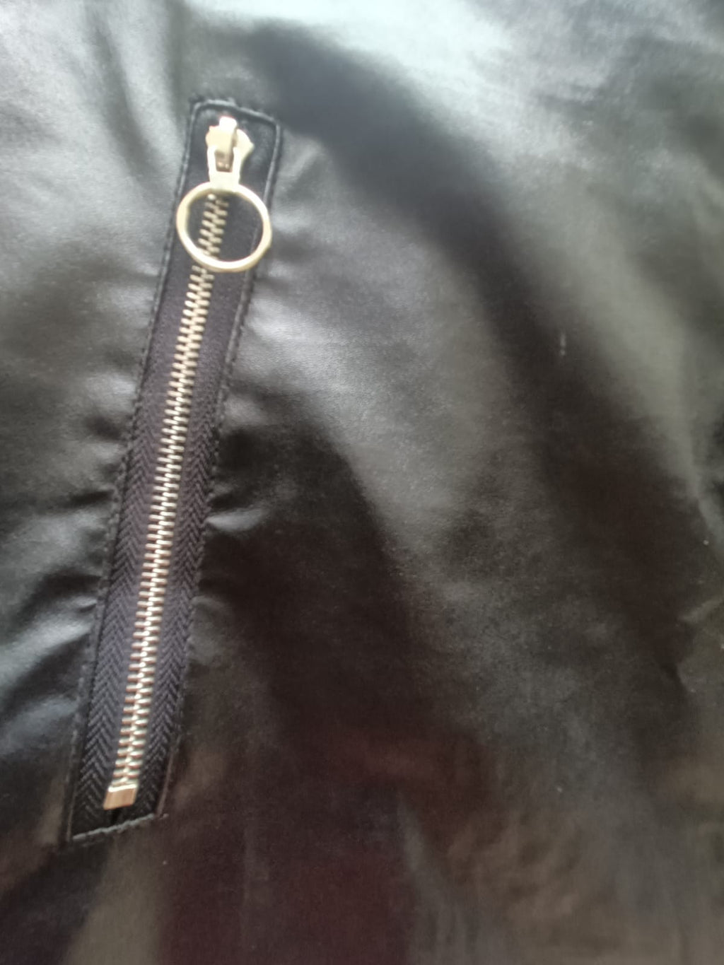 Black Faux Leather Mini Skirt with Zipper Details