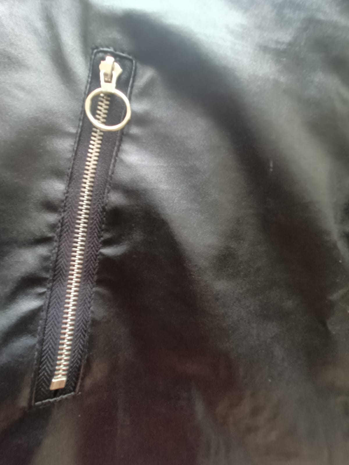 Black Faux Leather Mini Skirt with Zipper Details