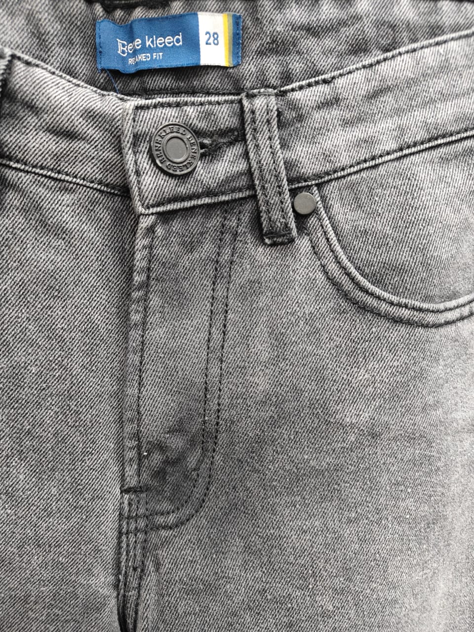 Bee Kleed Men's Grey Reamed Fit Denim Jeans