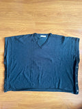 Toppitry COLLECTION Dark Blue V-Neck Button Side Knit Top