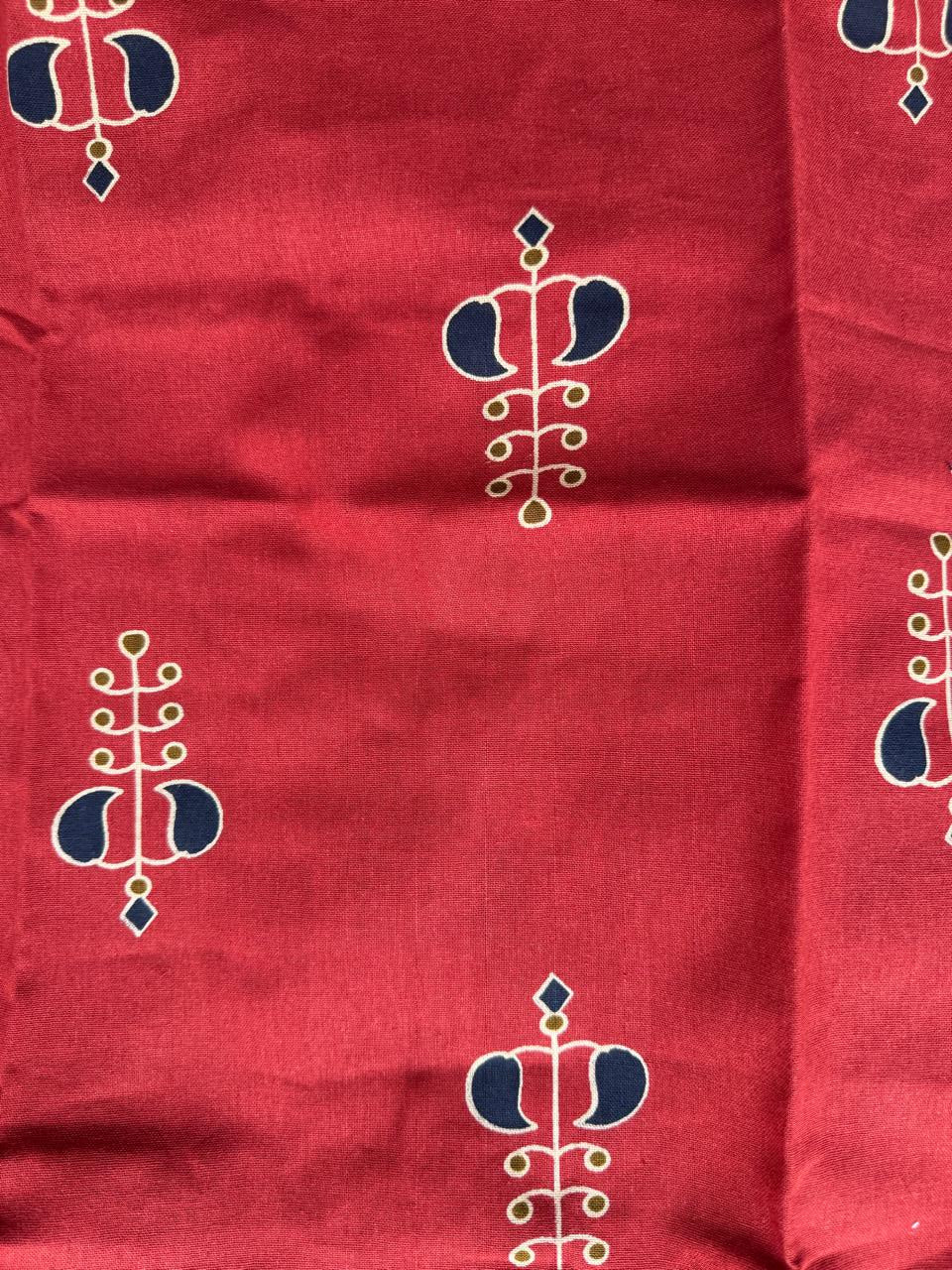 Red Printed Cotton Kurta for Women