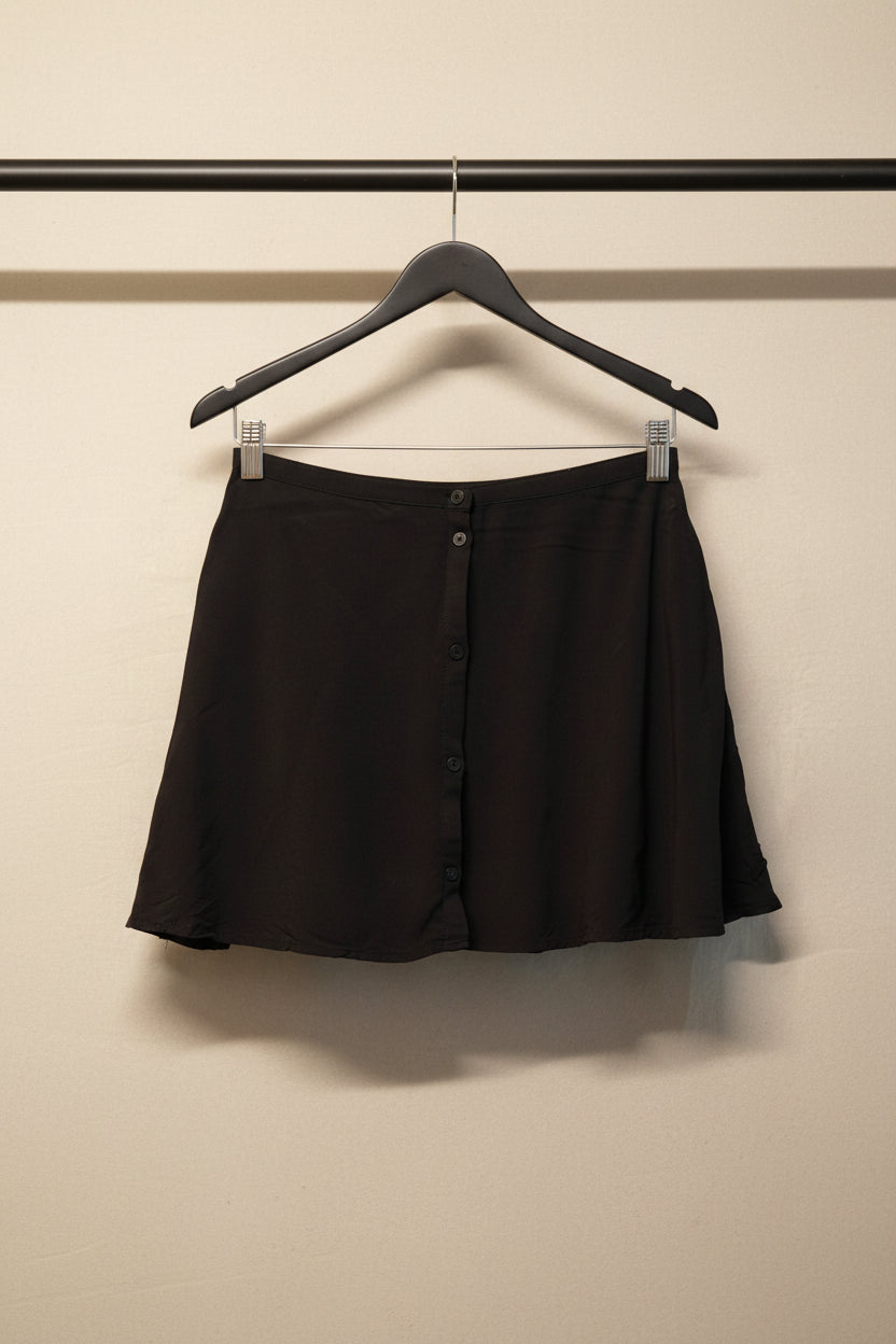 H&M Black Button-Front A-Line Mini Skirt