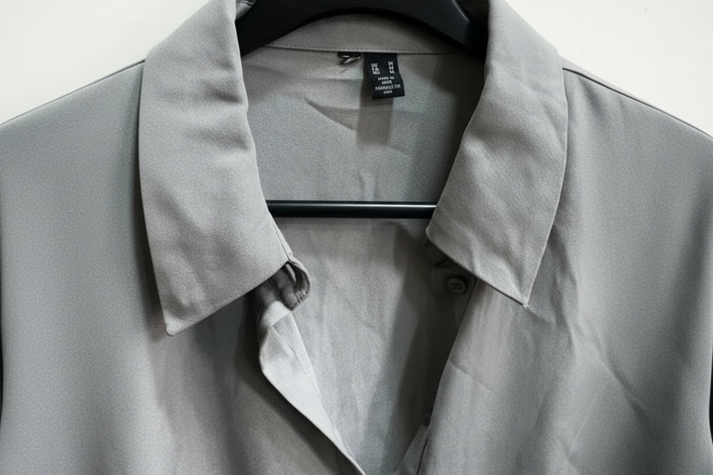 H&M Women's Grey Tie-Front Long Sleeve Shirt