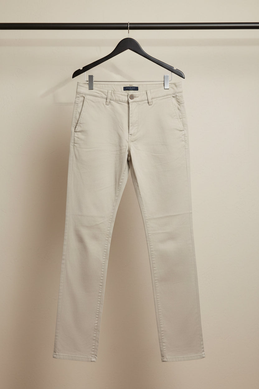 Men's Beige Modern Fit Stretch Chinos by SEA BARRIER