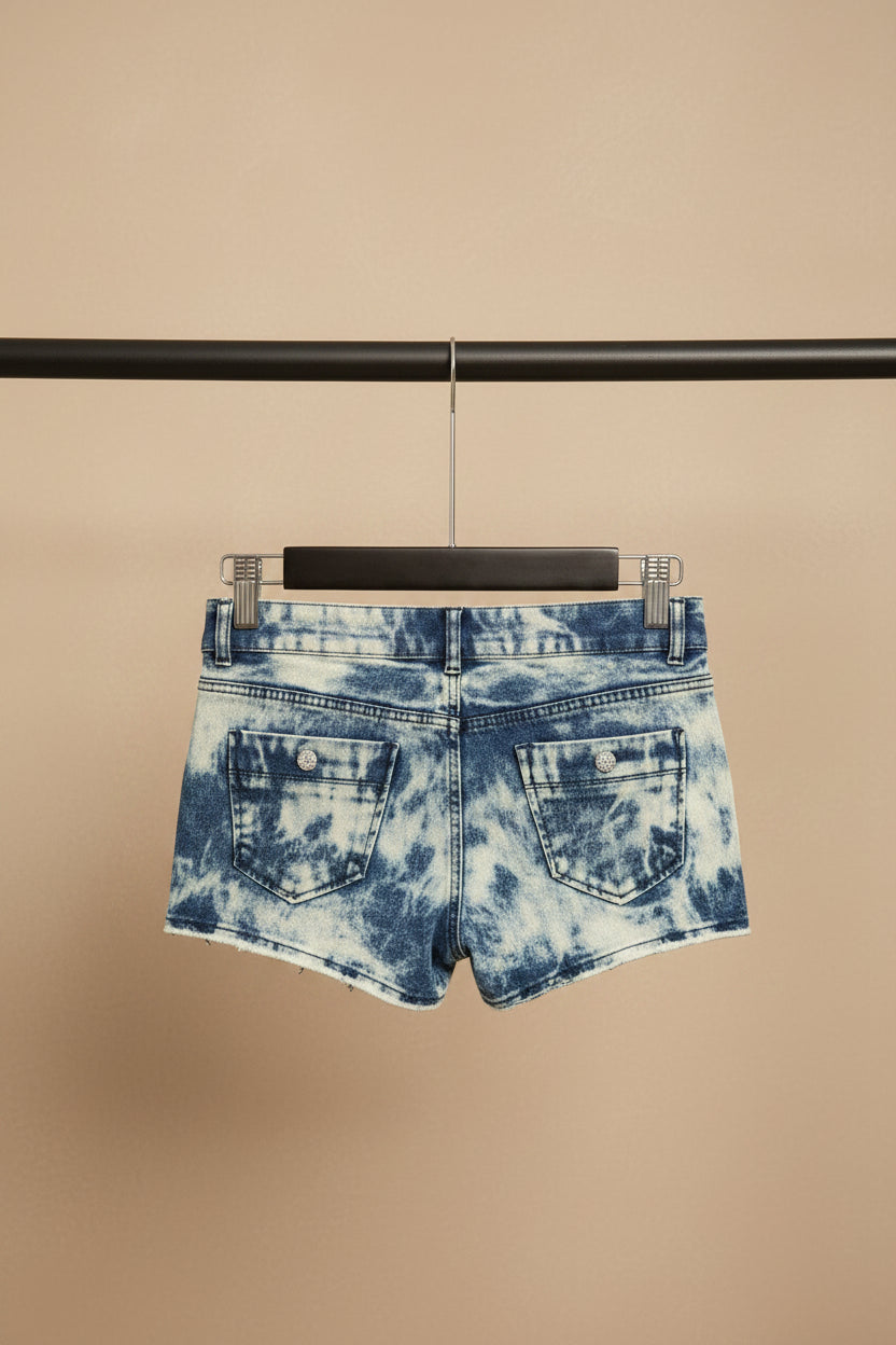 Women's Acid Wash Distressed Denim Mini Shorts