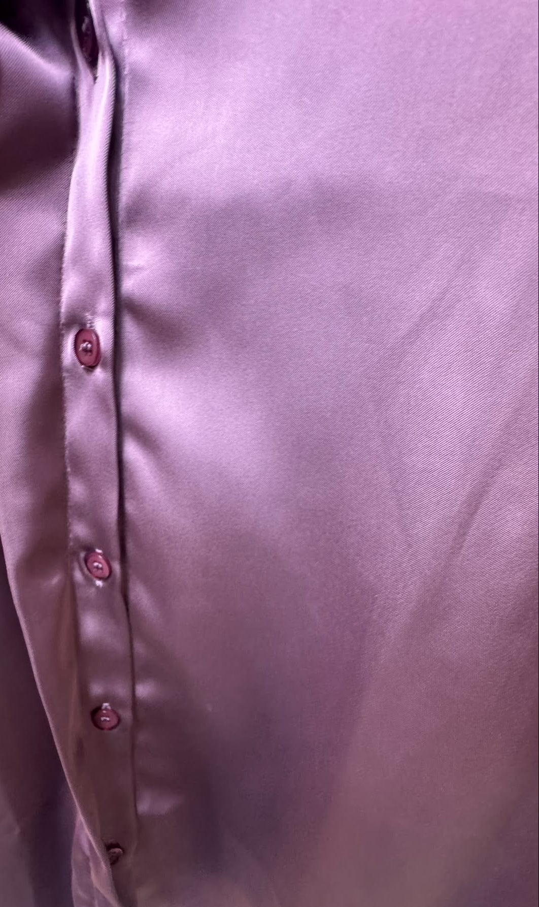 Women's Purple Satin Long Sleeve Collared Shirt