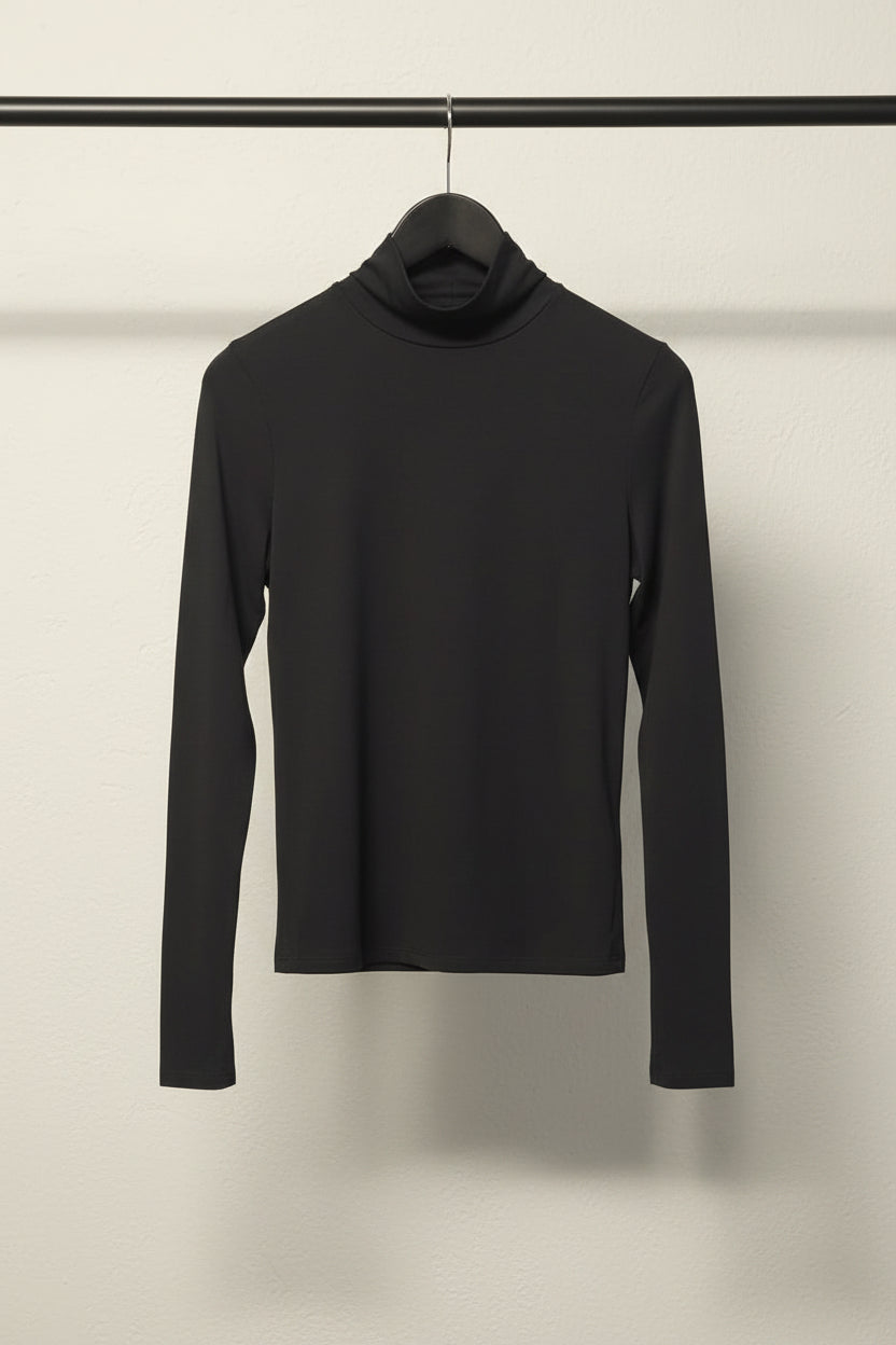 Gossip Black Long Sleeve Turtleneck Top
