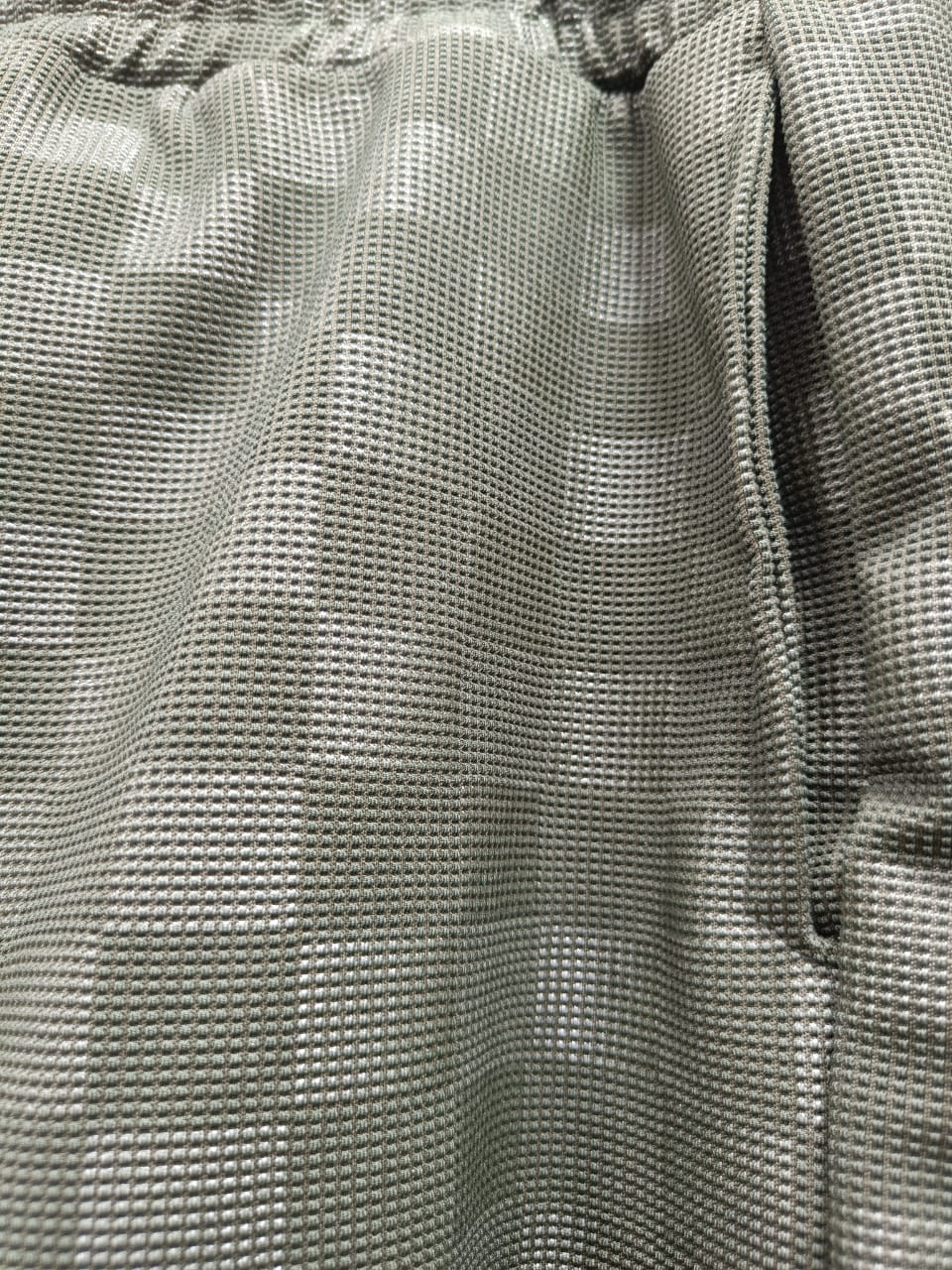 Men's Olive Green Checkered Textured Drawstring Shorts