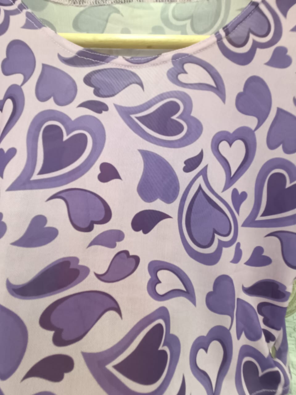 Women's Purple Heart Print Short Sleeve Crop Top
