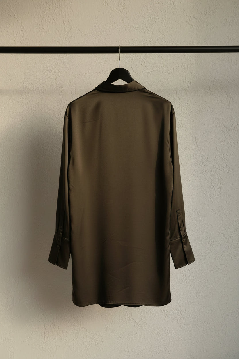H&M Women's Black Satin-Look Kimono Tunic Top