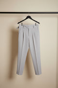Women's Grey High-Waist Tapered Trousers with Belt