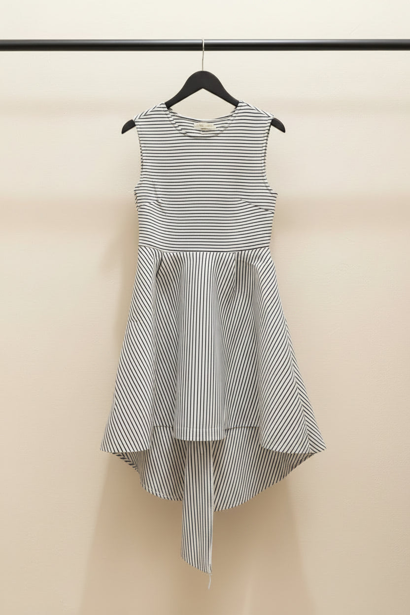 Jinbeier Women's Striped Sleeveless High-Low A-Line Dress