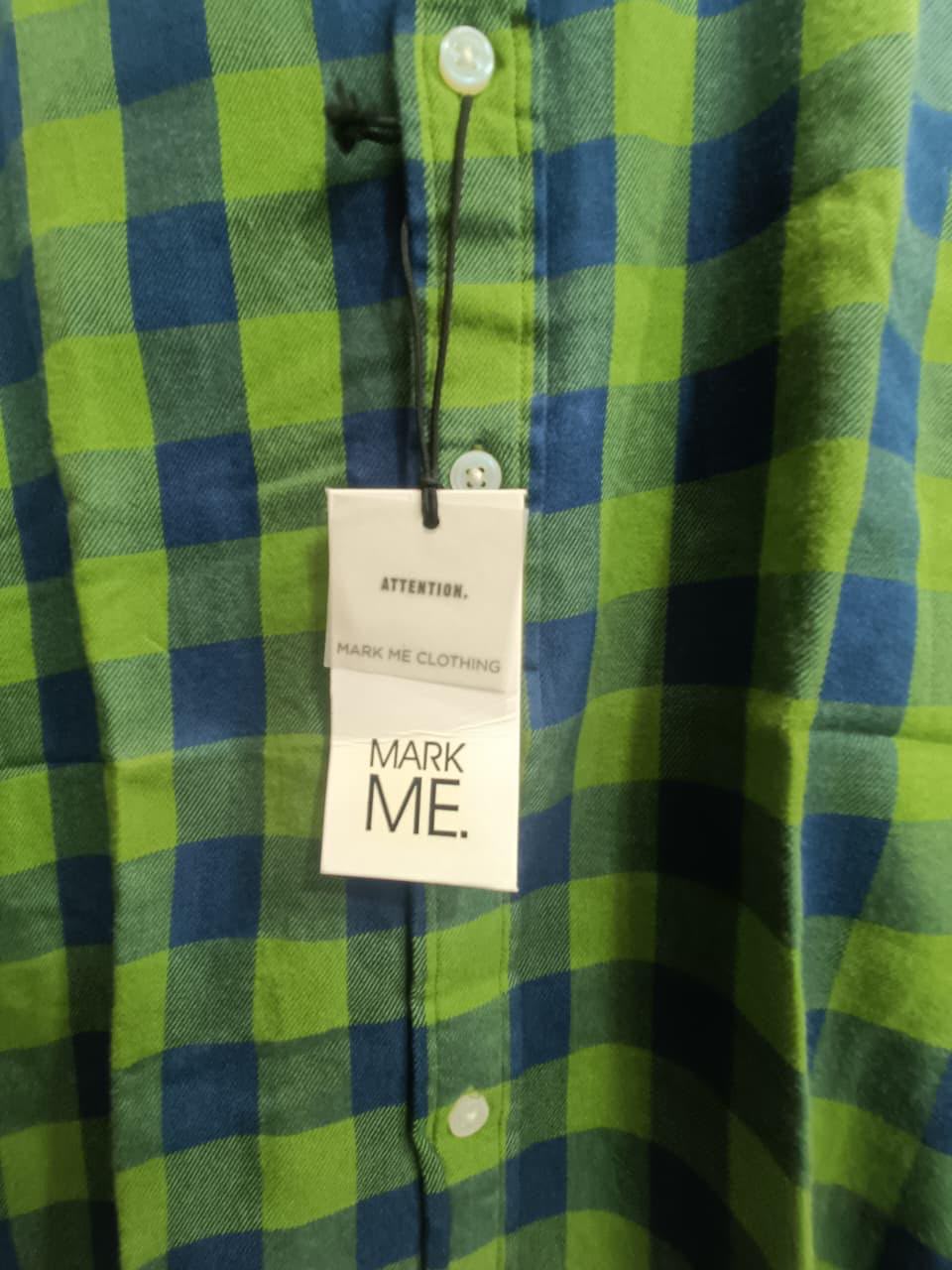 MARK ME Men's Green & Blue Plaid Slim Fit Casual Shirt